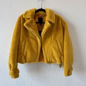 Forever 21 Yellow Faux Fur Jacket